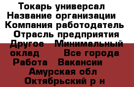 Токарь-универсал › Название организации ­ Компания-работодатель › Отрасль предприятия ­ Другое › Минимальный оклад ­ 1 - Все города Работа » Вакансии   . Амурская обл.,Октябрьский р-н